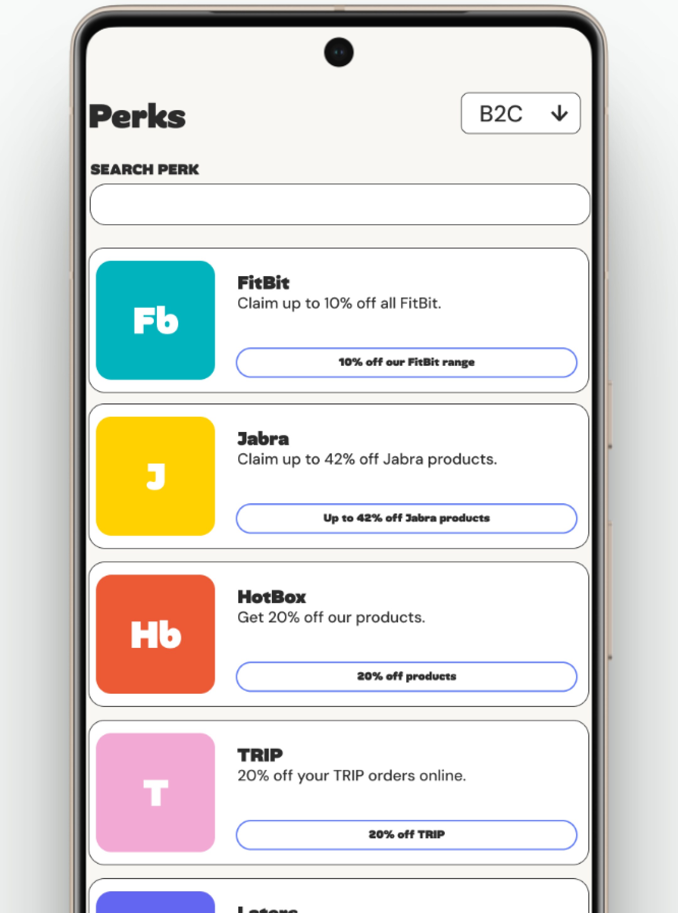 The Settl app showing member perks from partner brands