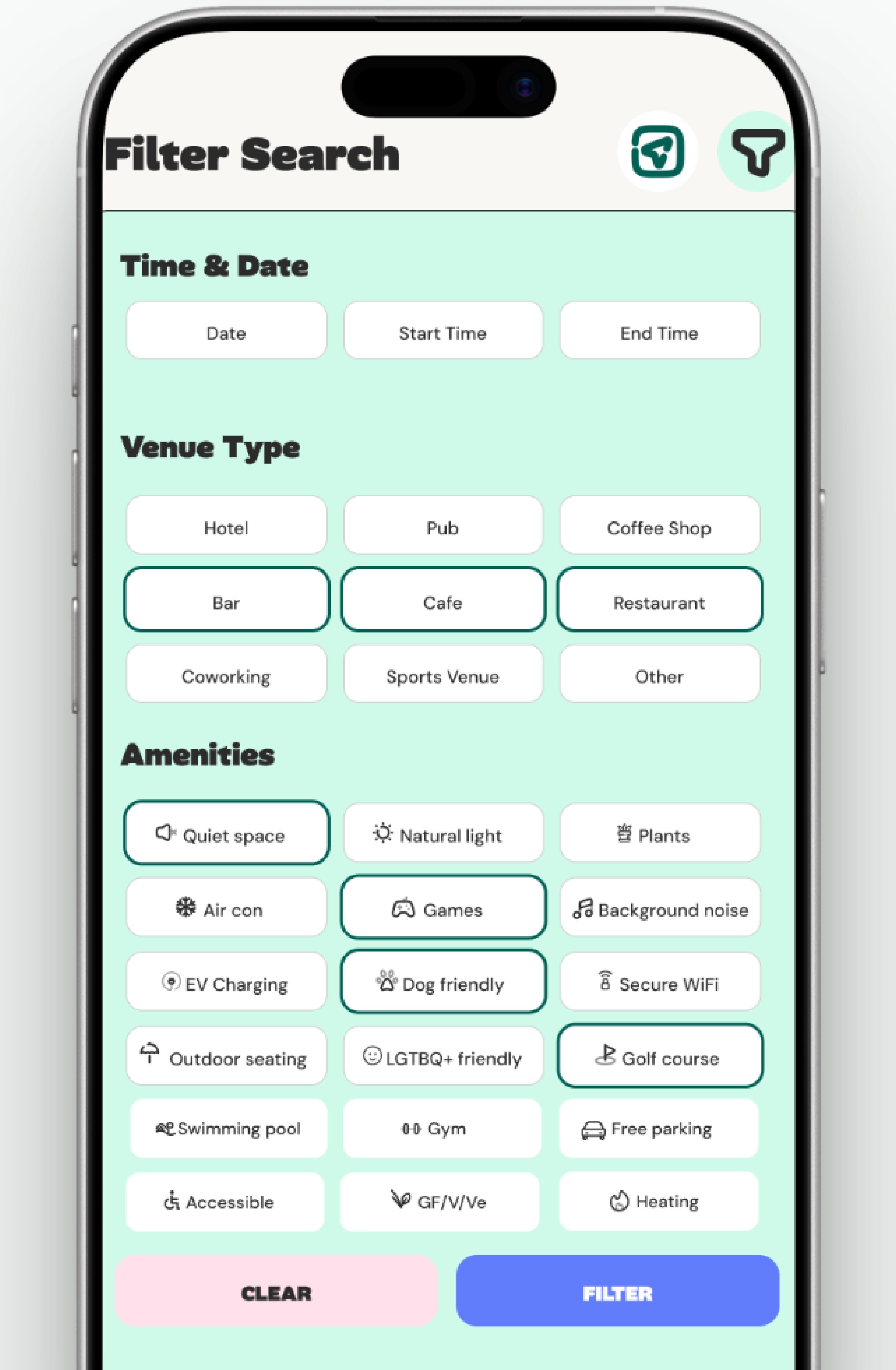 Settl app showing laptop-friendly venues near you